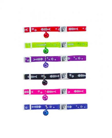 Beau Pets - Cat Collar - Reflective - Fish/Paw/Star - 30cm - Green Fluro
