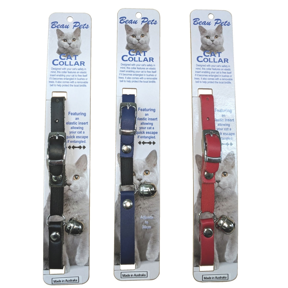 Beau Pets - Cat Collar - Leather - 30cm - Blue